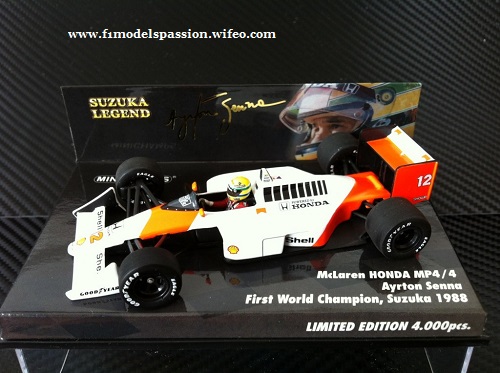 McLaren Honda MP4/4 Ayrton Senna Suzuka Legend 1988 World Champion Minichamps 1/43