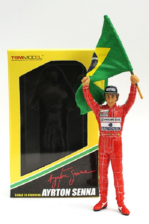 McLaren Honda  Ayrton Senna Figurine GP Brésil Drapeau 1991 True Scale Miniature 1/18