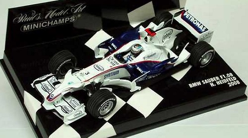 F1 miniature BMW Sauber F1 08 Nick Heidfeld 2008 Minichamps 1/43