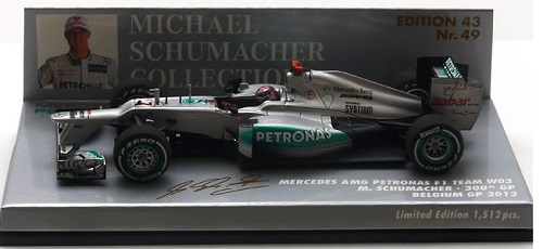 Mercedes W03 Michael Schumacher 300 GP Belgique 2012 Minichamps 1/43