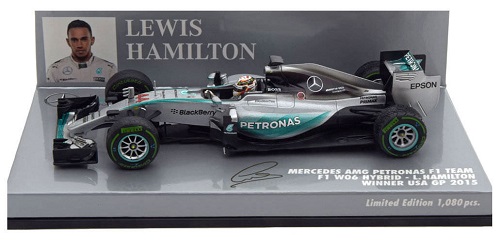 Mercedes W06 Lewis Hamilton World Champion GP USA 2015 Minichamps 1/43