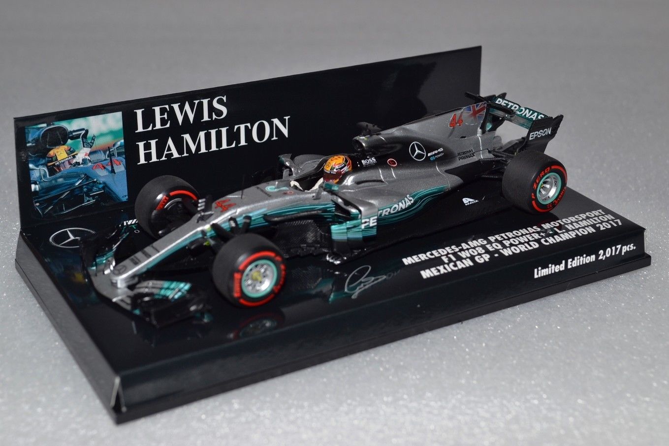 Mercedes W08 Lewis Hamilton World Champion du Monde Mexico 2017 Minichamps 1/43