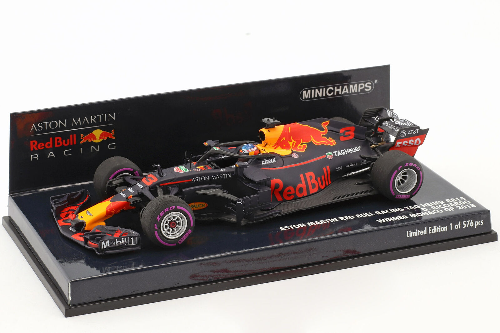 Red Bull Renault RB14 Daniel Ricciardo Vainqueur GP Monaco 2018 Minichamps 1/43