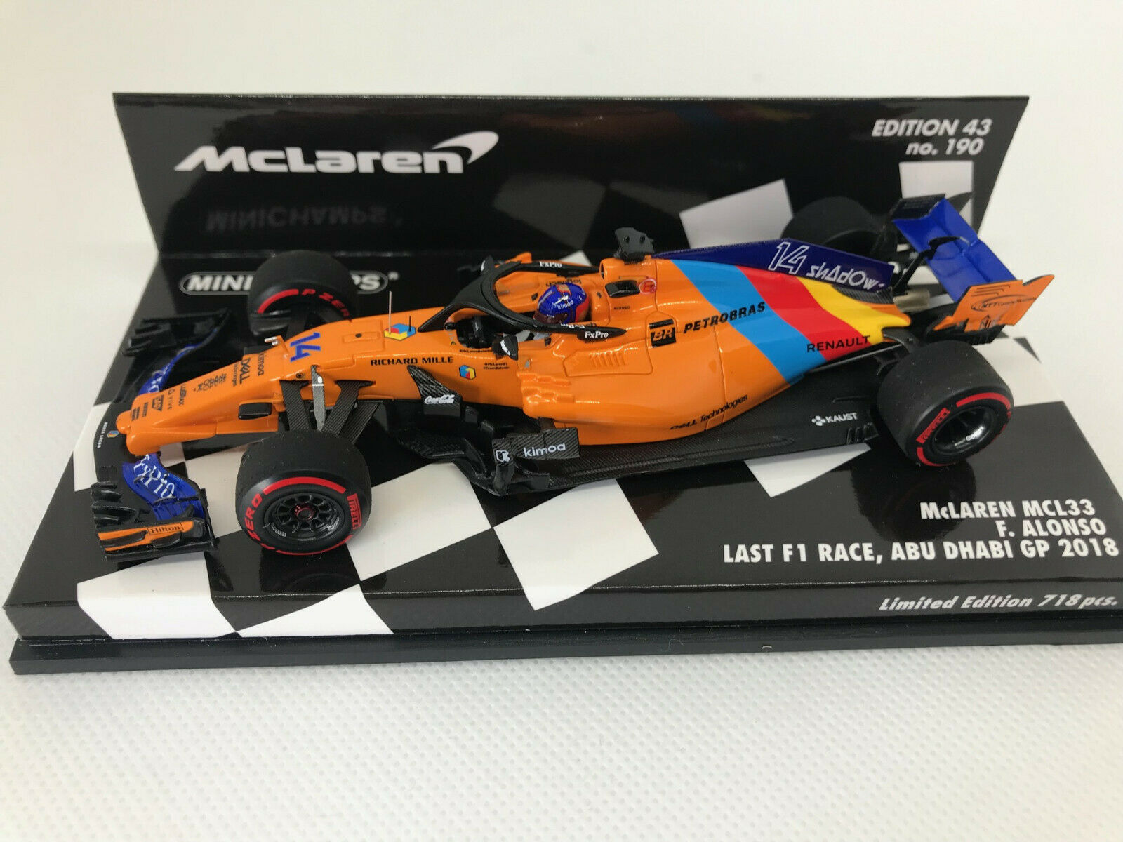 McLaren Renault MCL33 Fernando Alonso GP Abu Dhabi 2018 Minichamps 1/43