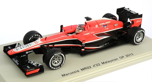 MARUSSIA MR02 n°22 F1 GP Malaysie 2013 Jules Bianchi Spark 1/43