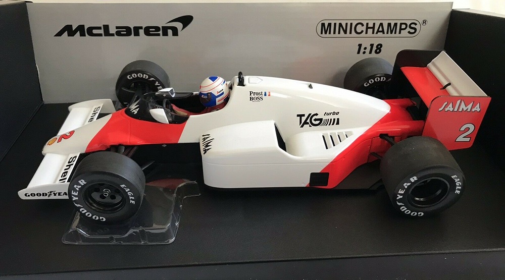 McLaren F1 TAG MP4/2B Alain Prost 1985 Champion du Monde Minichamps 1/18