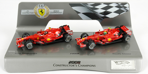 Ferrari F2008 Coffret Kimi Raikkonen et Felipe Massa Champion du Monde 2008 Hotwheels 1/43